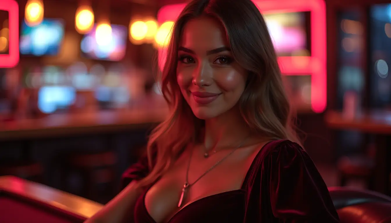 Elegant woman in Brisbane apartment with Emu Casino live tables mood