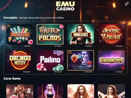 Emu Casino style game library and category depth scene